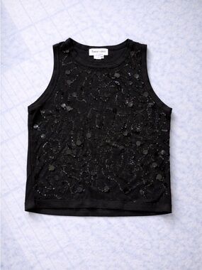 90s Franco Valeri Cropped Tank Top Glitter Minimal Chic Layering Top